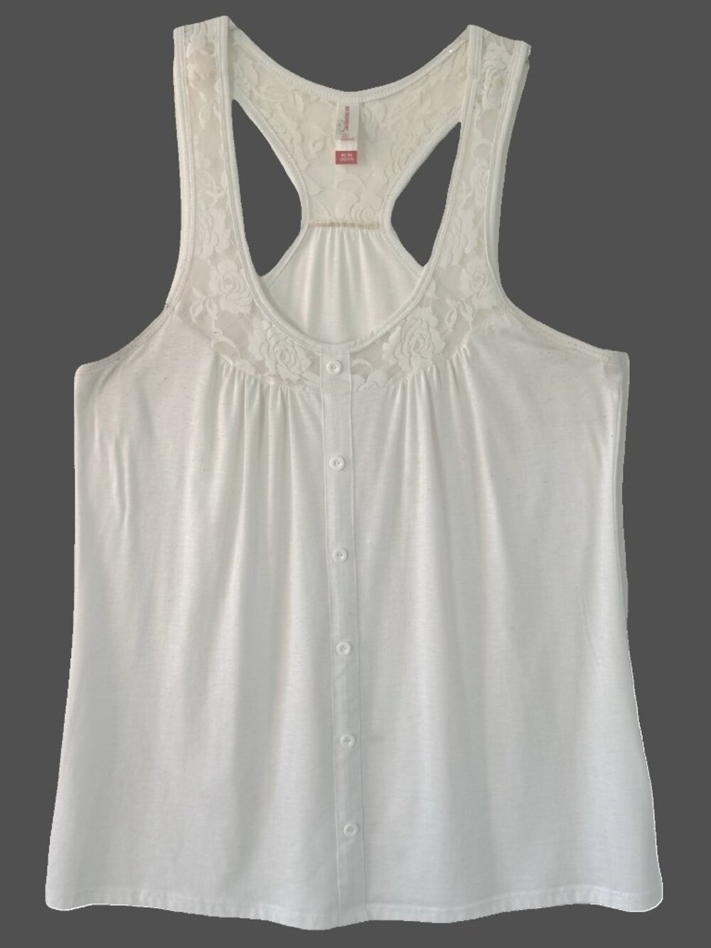 No Boundaries XL (15/17) WHITE Lace Trim Tank Top